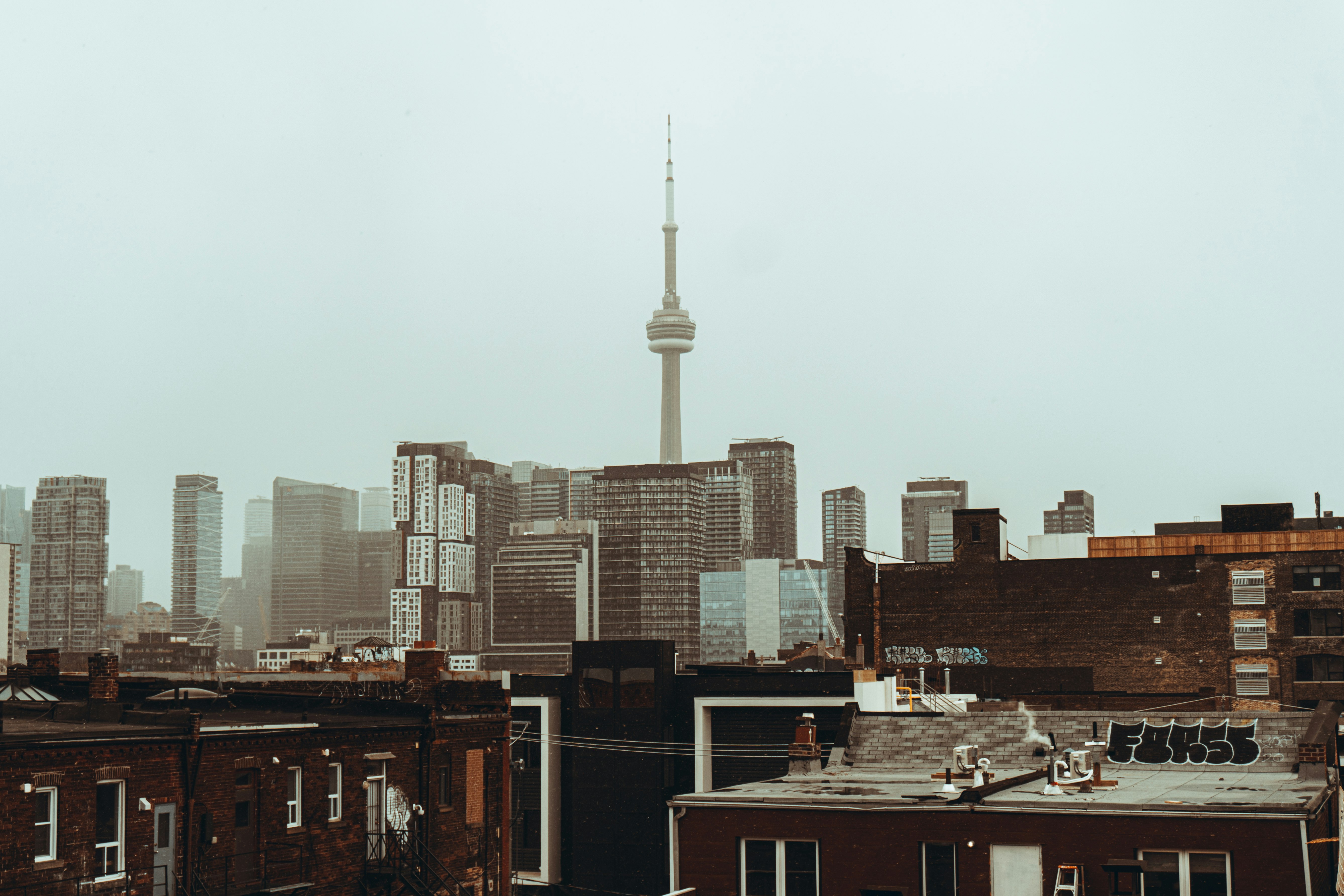 city skyline under white sky during daytime